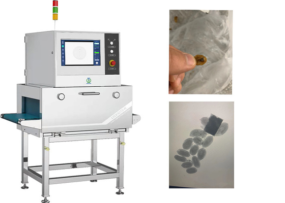 Máquina de detección por rayos X de contaminación extranjera de Unicomp para semillas de melón en paquetes pequeños