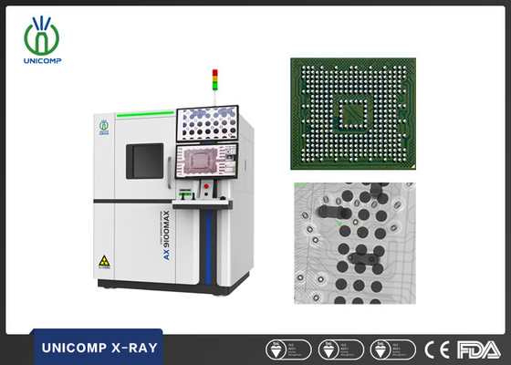 Máquina de rayos X de PCB SMT Unicomp AX9100MAX de alta resolución tamaño del punto de enfoque de micrón para inspección de huecos BGA y pasta de soldadura
