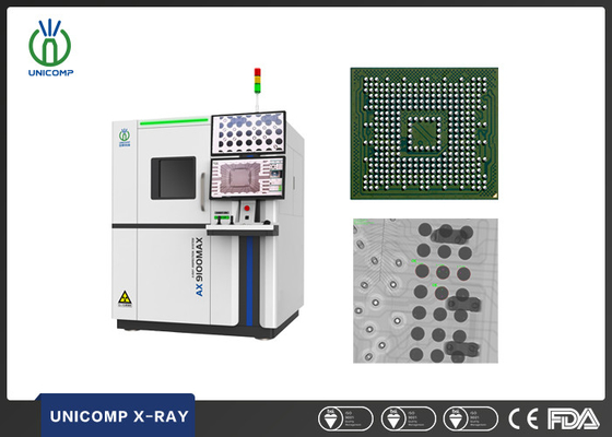 Tablas electrónicas de altas especificaciones Máquina de rayos X 2D y 2.5D Unicomp AX9100MAX con tabla de rotación de 360 grados para inspección de BGA y PCB